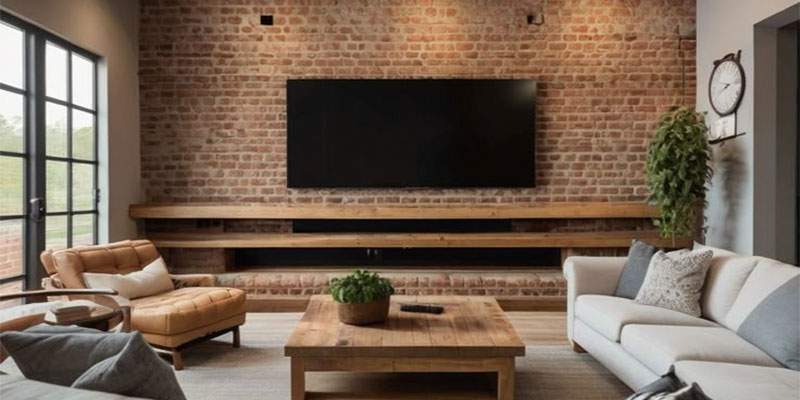 آجر مناسب برای دیوار پشت تلویزیون