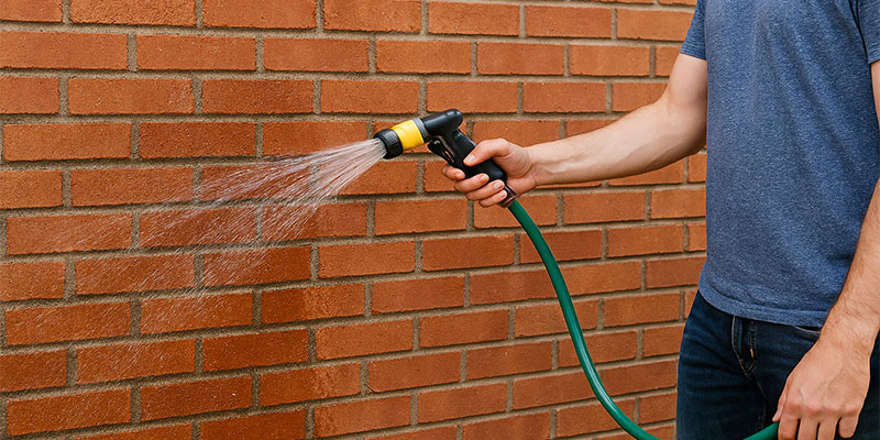 بهترین زمان آب دادن به دیوار آجری